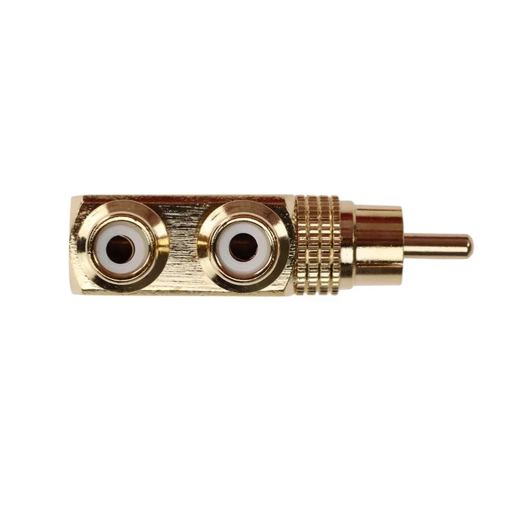 300pcs AV RCA 1 Male to 2 Female Connector Gold-Plated Audio Video Splitter Adapter for TV Amplifiers and Media Player