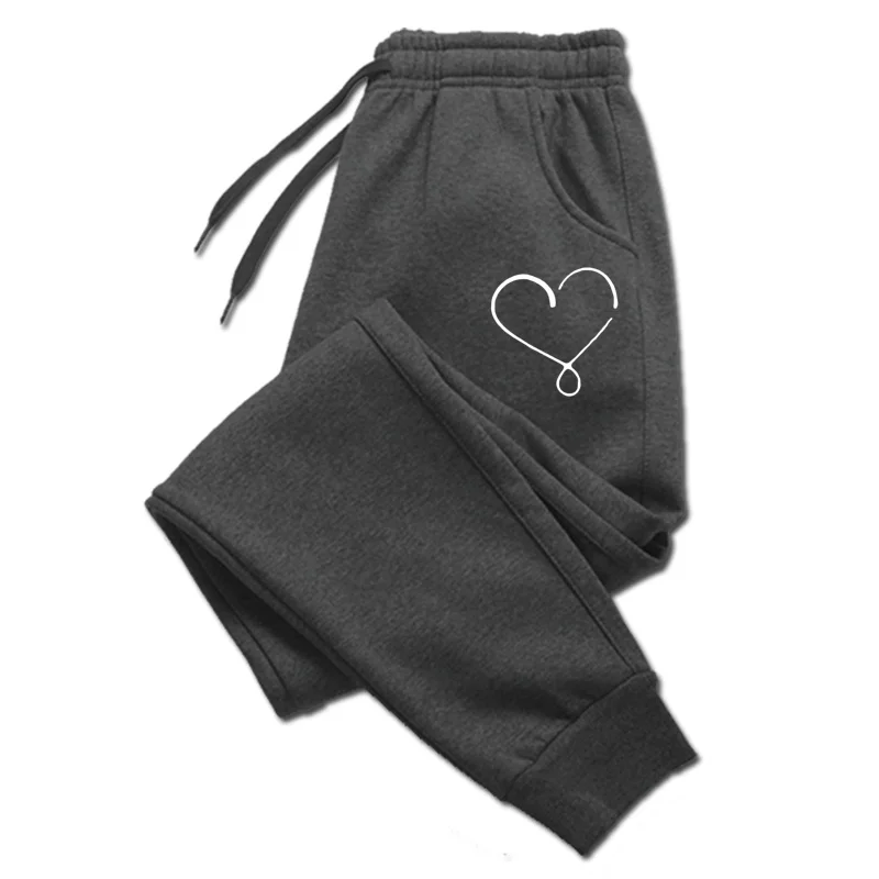 

Heart Printed Womens Pants Loose Outwear Joggers Trousers All Seasons Sweatpants Jogging Pants for Ladies Black Grey Blue