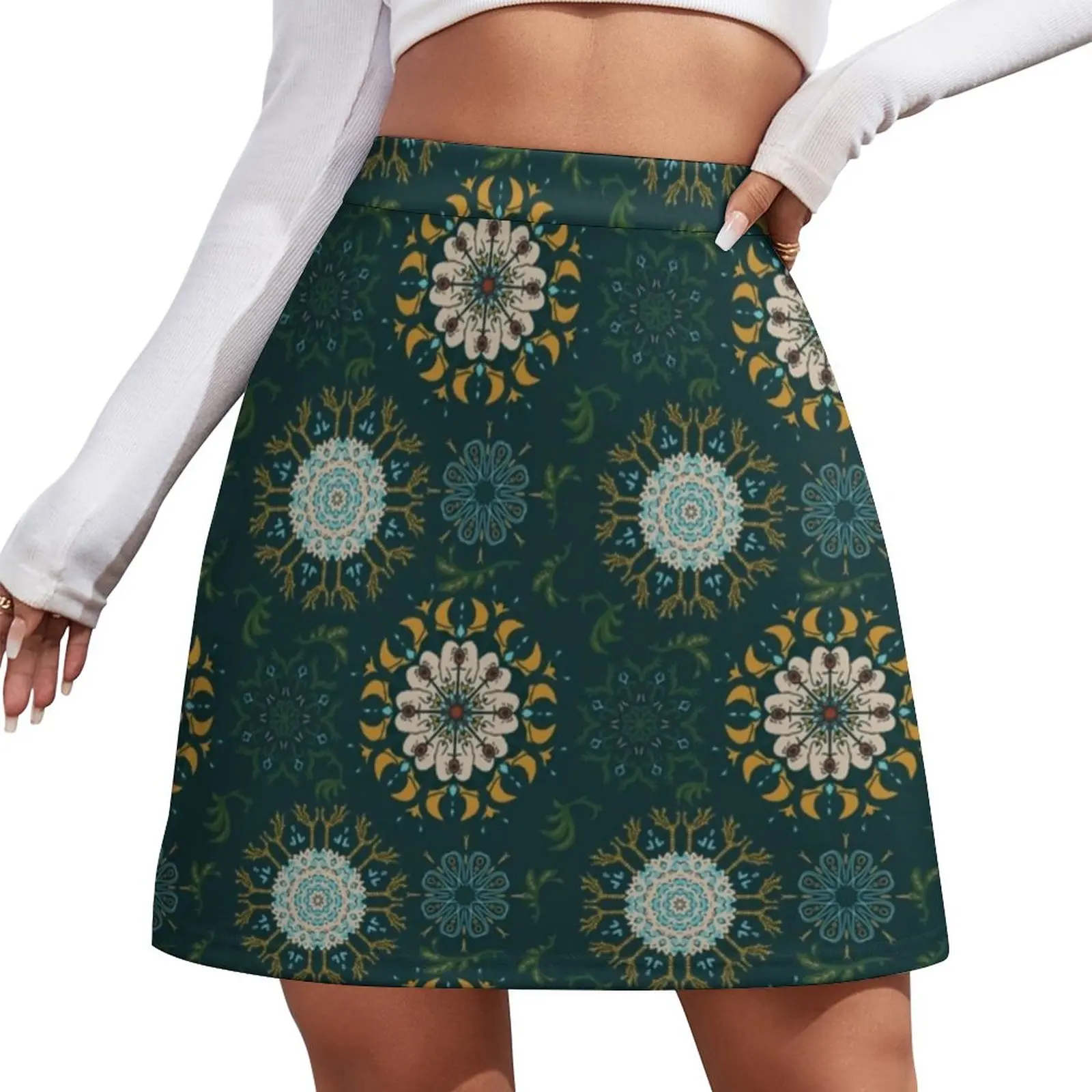 

Aves Mandala Skirt Spring Retro Bohemia Print Aesthetic Casual A-line Skirts Elegant Mini Skirt Woman Design Oversize Clothes