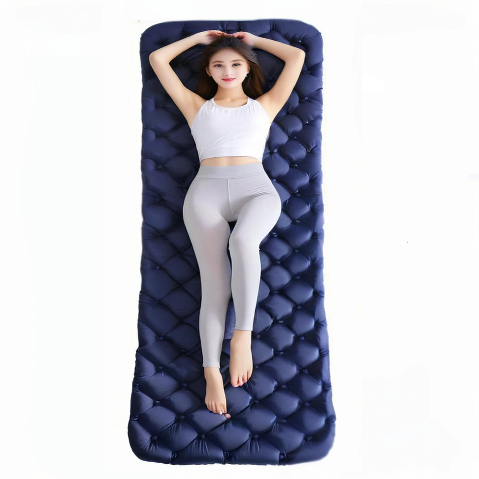 Outdoor Camping Sleeping Pad Folding Sleep Mat Beach Inflat Mattress with Pillows Ultralight Air Mat Travel Hiking Air Mattress