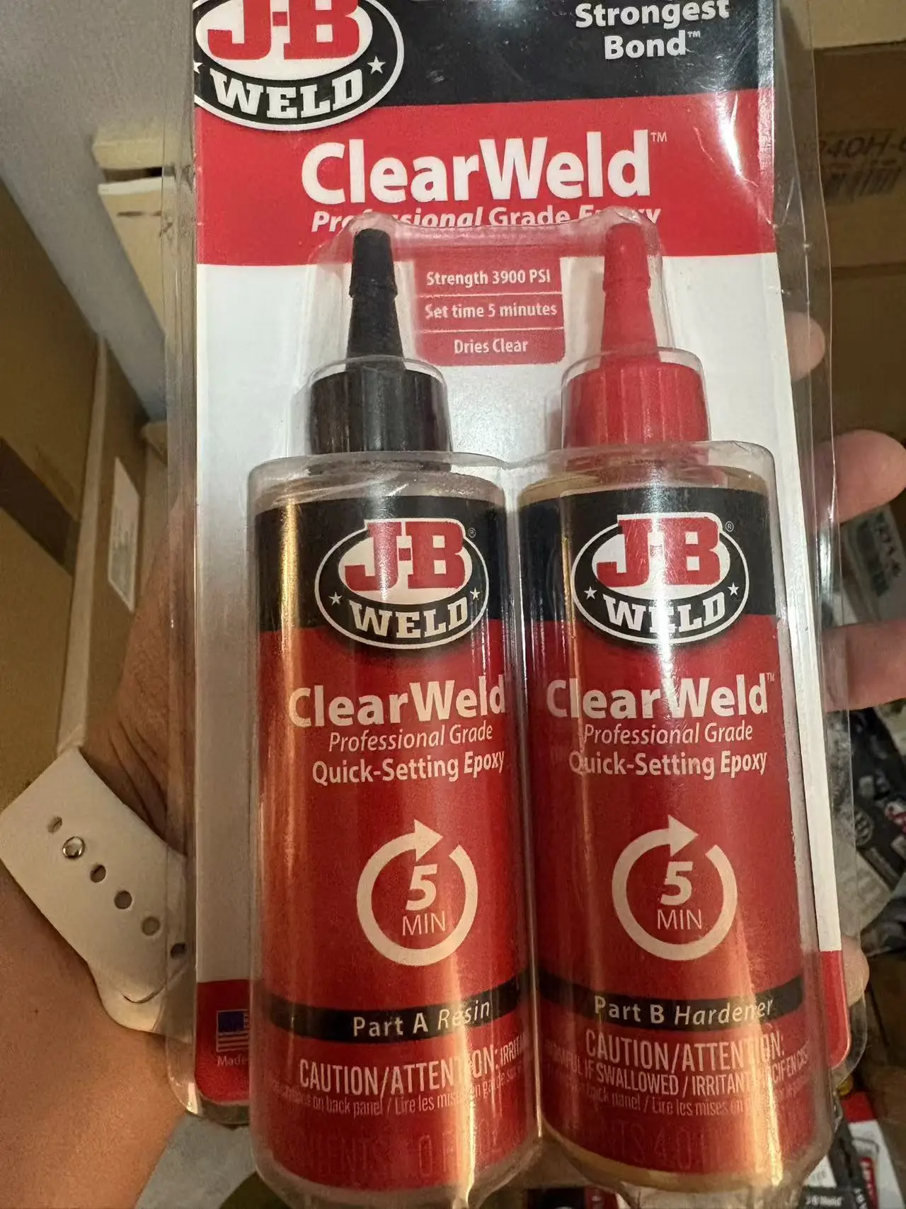 J-B Weld ClearWeld 50240 Professional Grade Quick-Setting Epoxy Adhesive, 3900 PSI