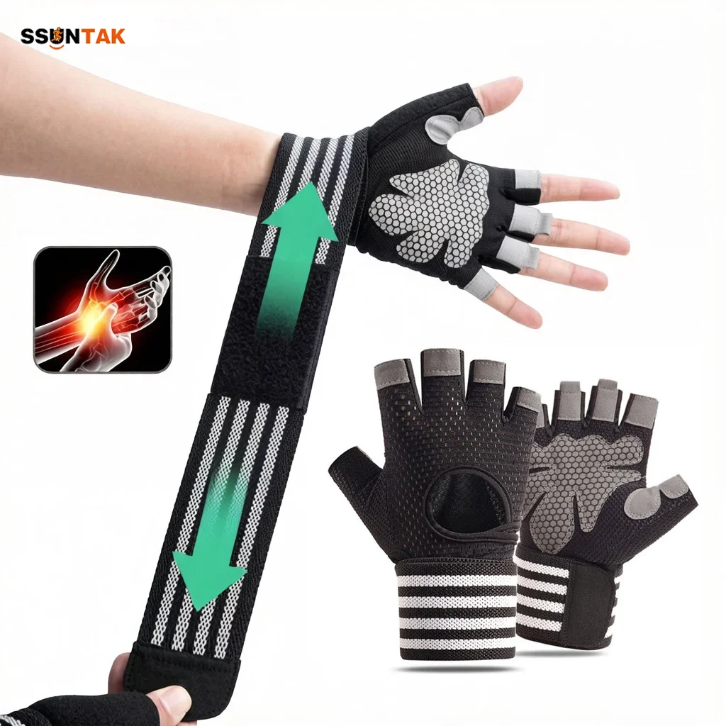 

SSUNTAK Workout Gloves for Men Women Weightlifting Gloves Non-Slip Breathable Mesh,Wrist Support for Cycling Gym Fitness Sport