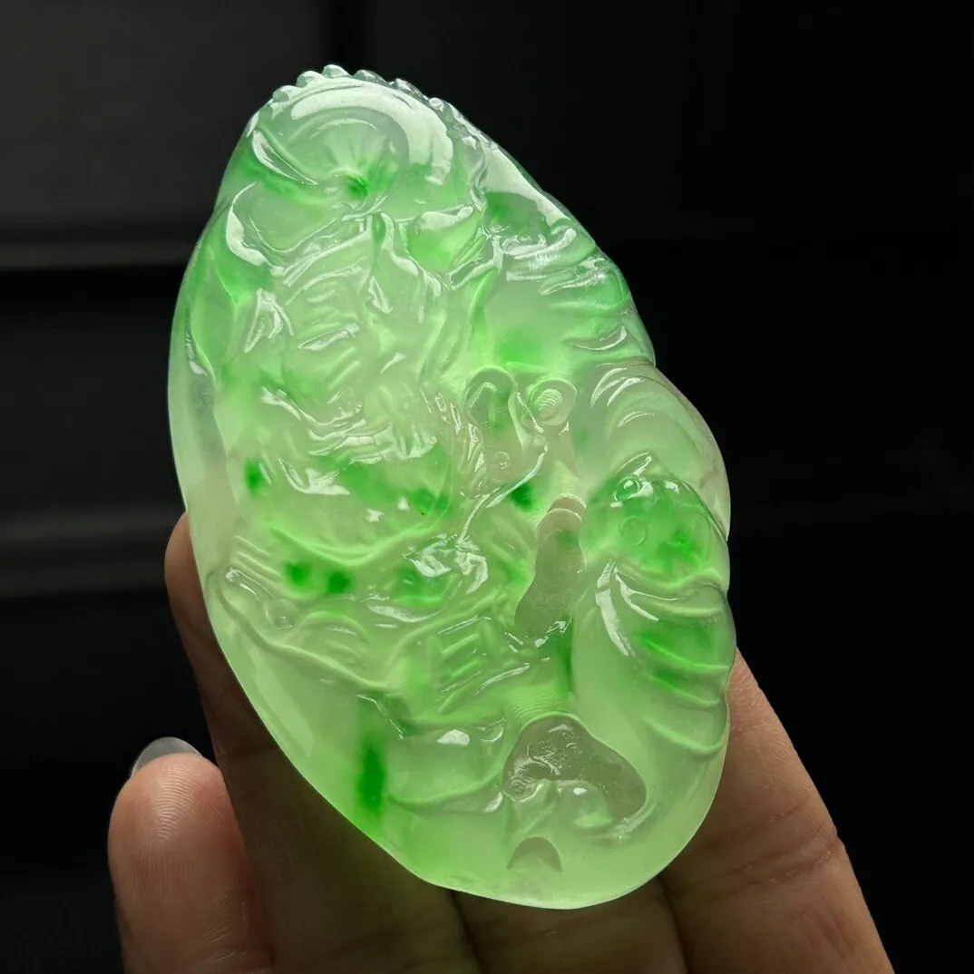 Certified Natural ice Lavender jade Jadeite Carved Dragon Pendant & Necklaces Dragon Brand