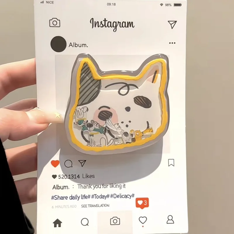 

Korean Cartoon French Bulldog Grip Tok Griptok Phone Holder Stand Support For iPhone 15 Samsung Universal Accessoriess Holder