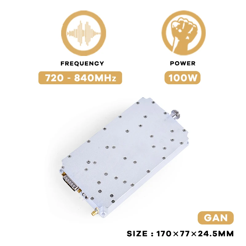 Signal de blocage technique pour FPV UAV C-UAS défense 100W 720-840MHz Anti-Drone InterGermain tor RF amplificateur de puissance