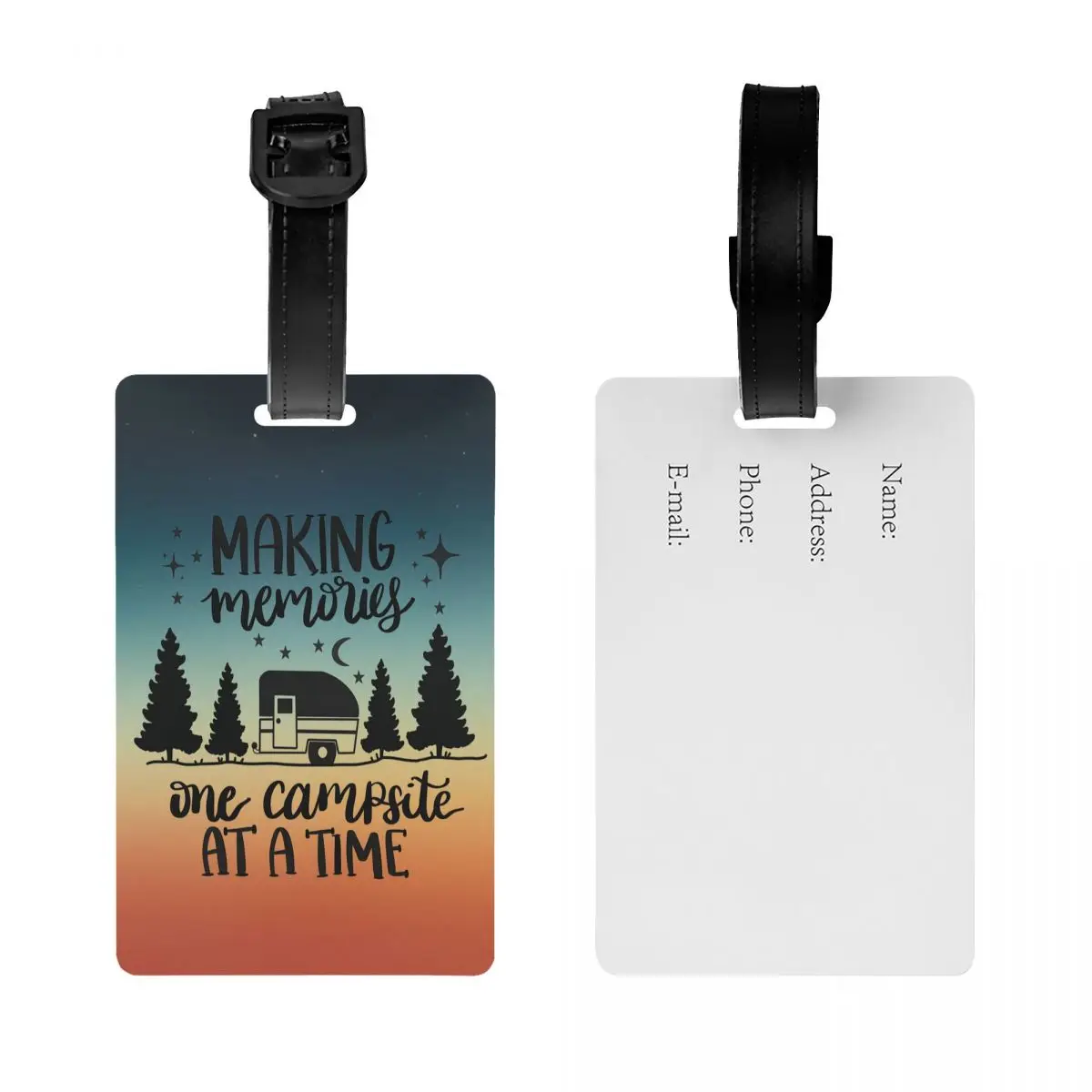 Custom Happy Camping Adventure Campers Luggage Tag Privacy Protection Baggage Tags Travel Bag Labels Suitcase