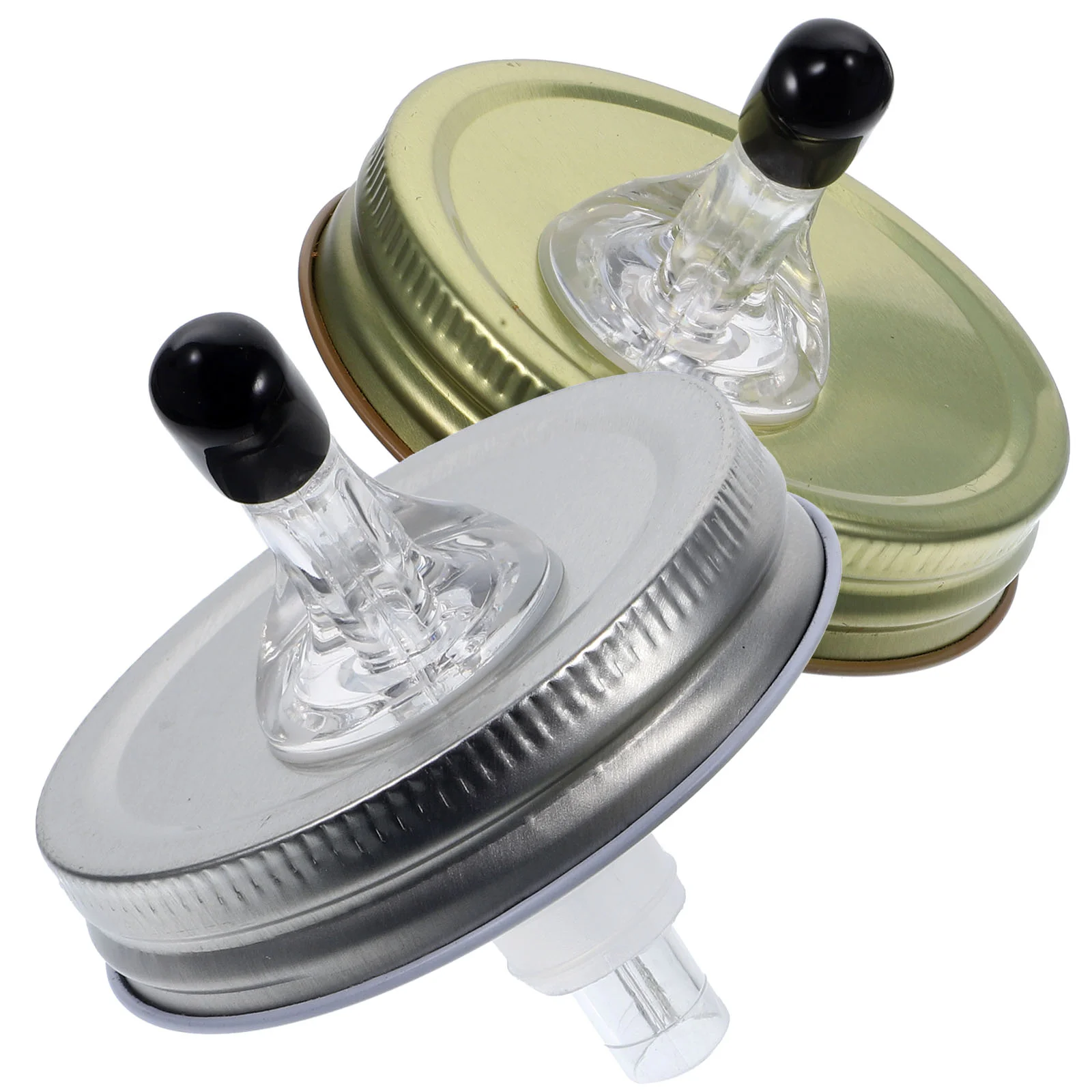 

2 Set and Oil Pouring Mason Jar Lids with Diverter Spouts Pourer Wide Mouth