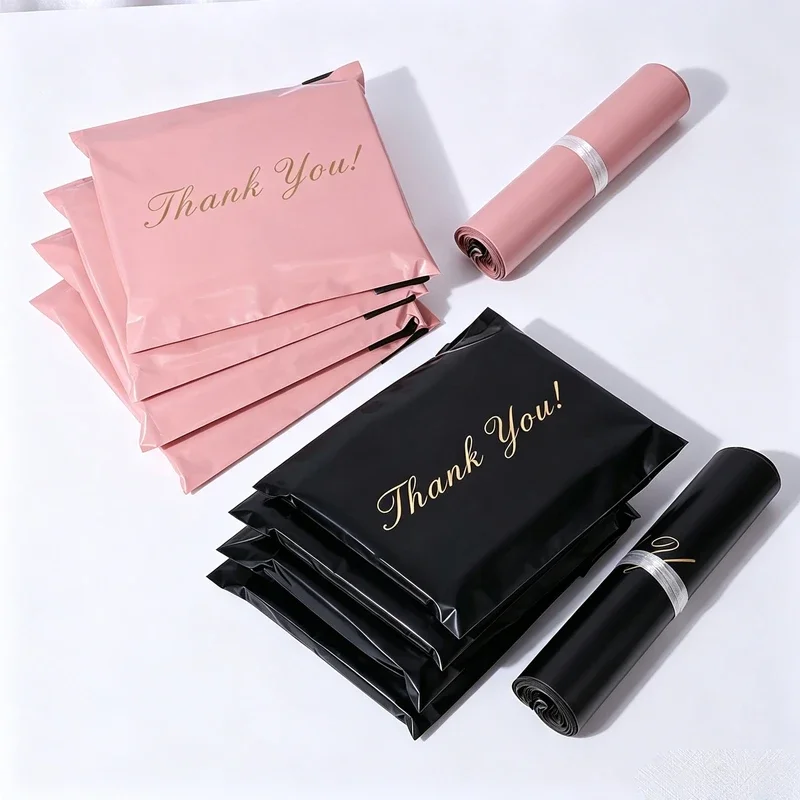 100Pcs Thank You Poly Mailers Self Seal Courier Bags Thickened Plastic Shipping Mailing Envelopes For Small Business Packaging