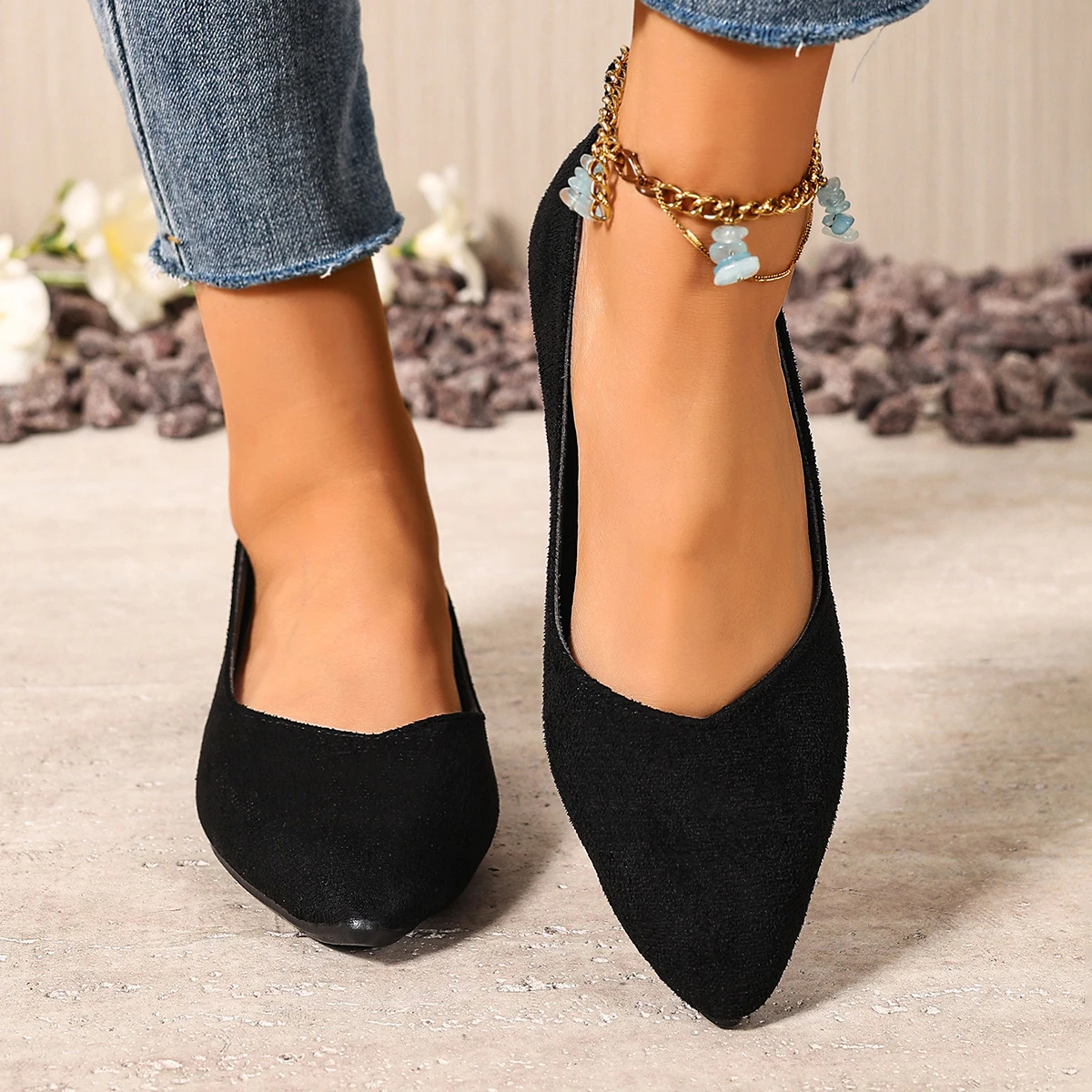 Neuer Stil, spitzer Zehenbereich, flacher Mund, atmungsaktiv, Schleifendekoration, modische und elegante, lässige, flache Schuhe für Damen, Zapatos Mujer – Detail 2