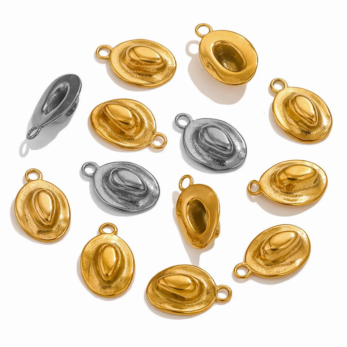 

5pcs/lot Stainless Steel Cowboy Hat Charms for Women 18K Gold Plated Jewelry DIY Earrings Necklace Making Accessories Wholesale