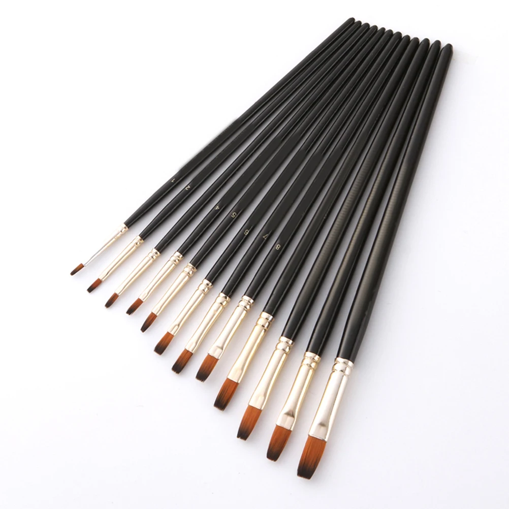 

12 Pcs Two-color Nylon Hair Pen Painting Drawing Brush Miniature Wooden Brushes