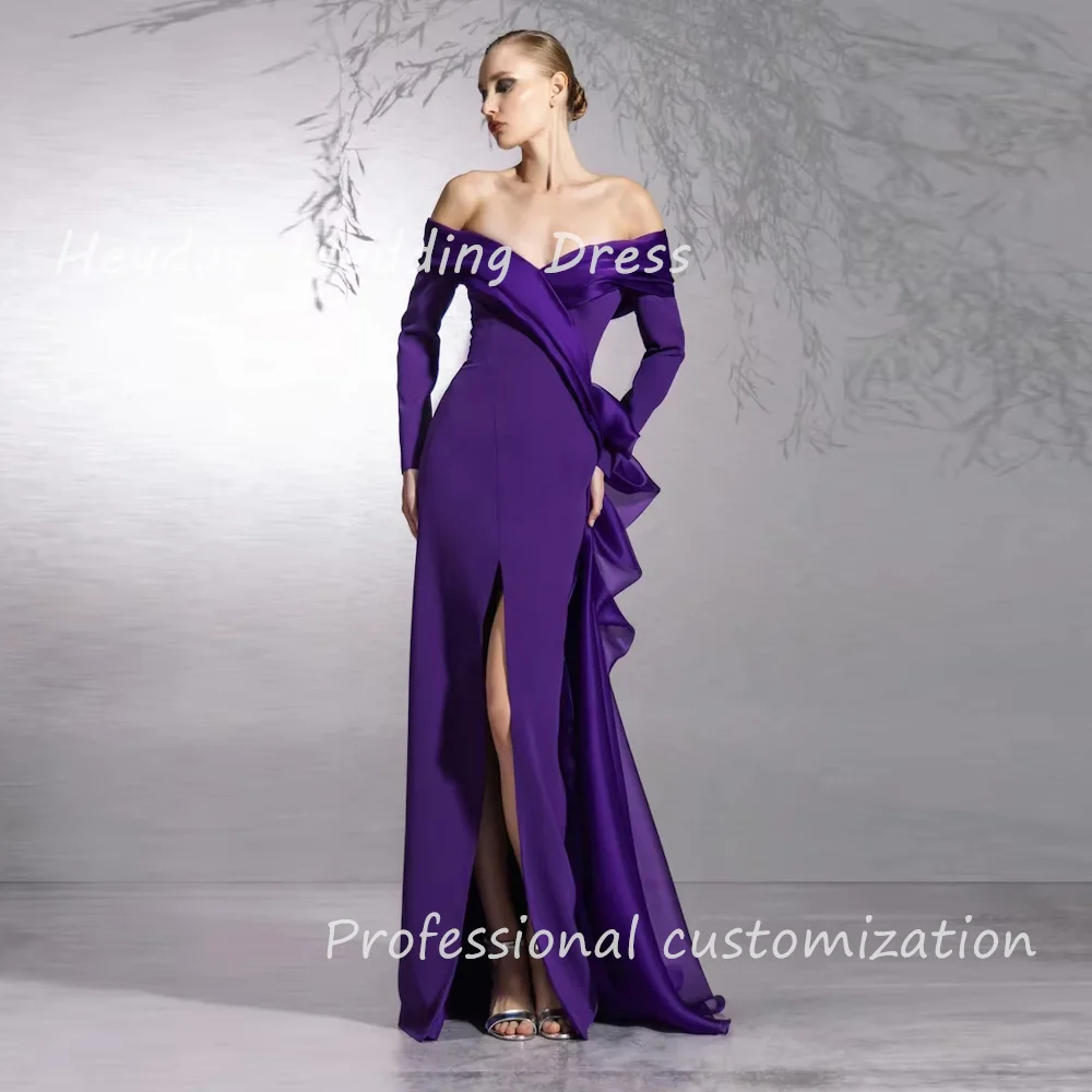 Heyday robes de soirée Dress Ruched Straight Fashion Long Sleeves Off-the-shoulder Evening Dresses Backless Special Occasions