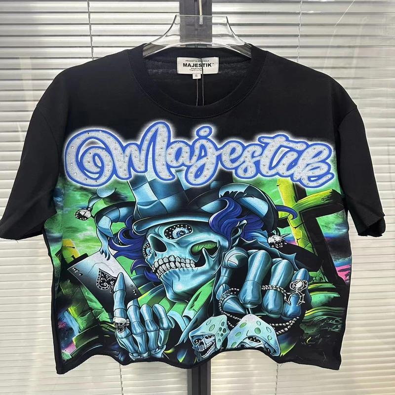 American Hip Hop MAJESTIK T Shirt Skeleton Logo Short Sleeves Summer Loose Casual 100%Cotton MAJESTIK T-shirt Men's Clothing