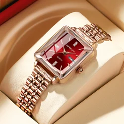 CRRJU-Montre à quartz étanche pour femme, bracelet habillé en acier inoxydable, montre-bracelet carrée pour femme