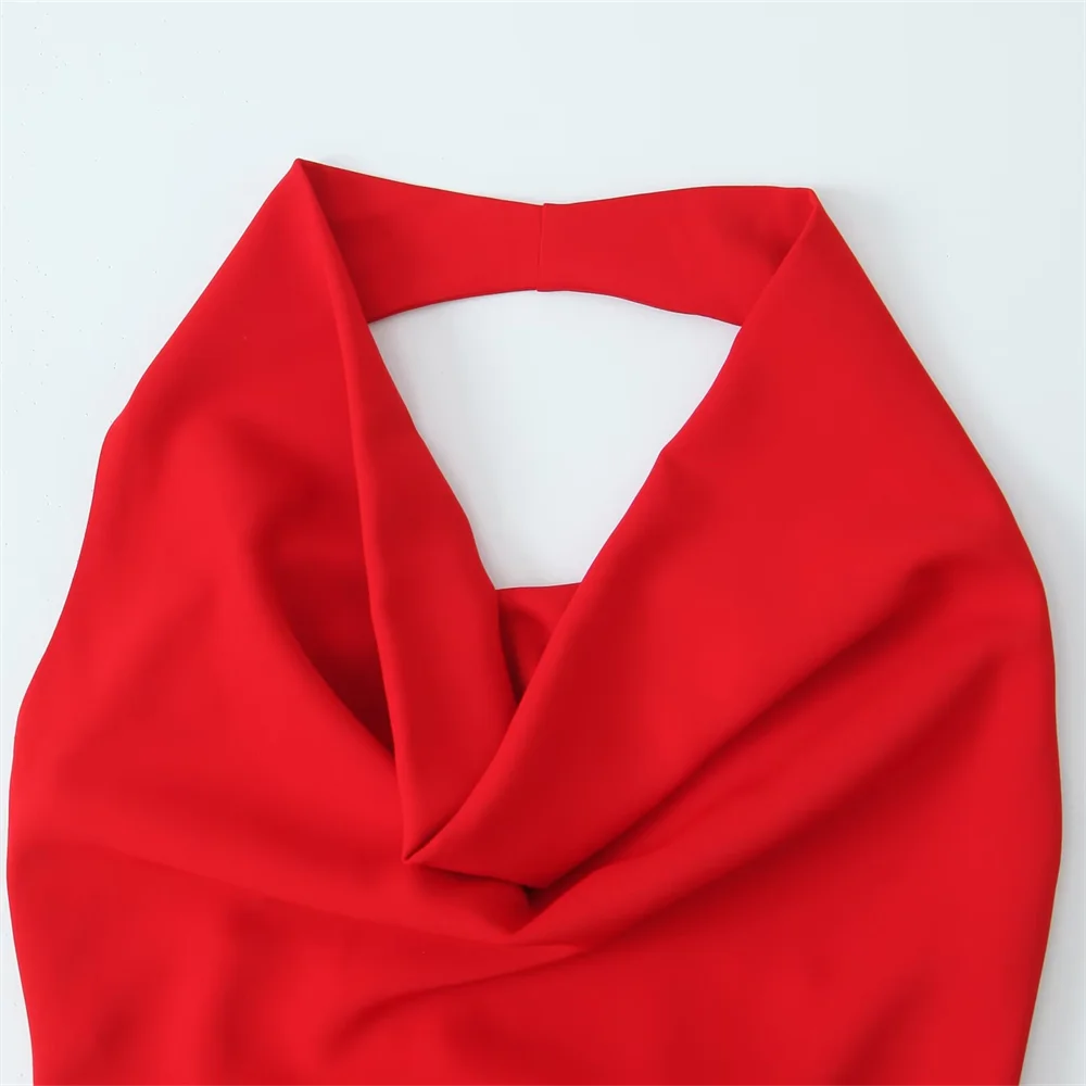 2024 RARF Winter nieuw product damesjurkstijl rugloze hangende halskraag mouwloze lange midi-jurk