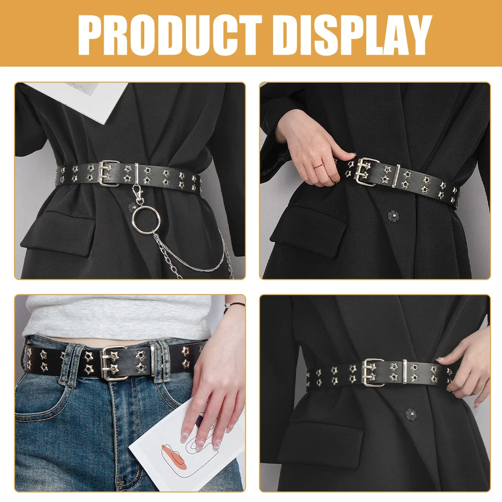 

Star Studded Punk Womens Belt Adjustable Waist Belt for Jeans Dresses Fashion Accessories Belts for Women
