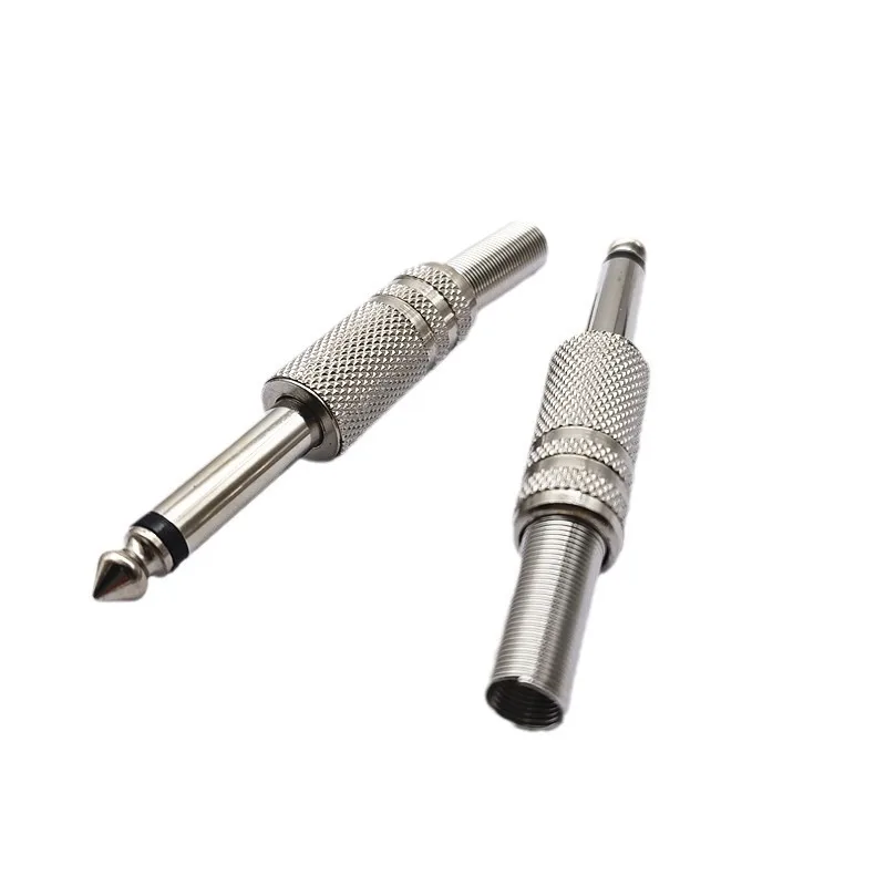 6.35mm Jack Connector Male Female 1/4 Inch Mono Solder Type Audio Plug for Guitar Amplifier Mixer Professional Equipment