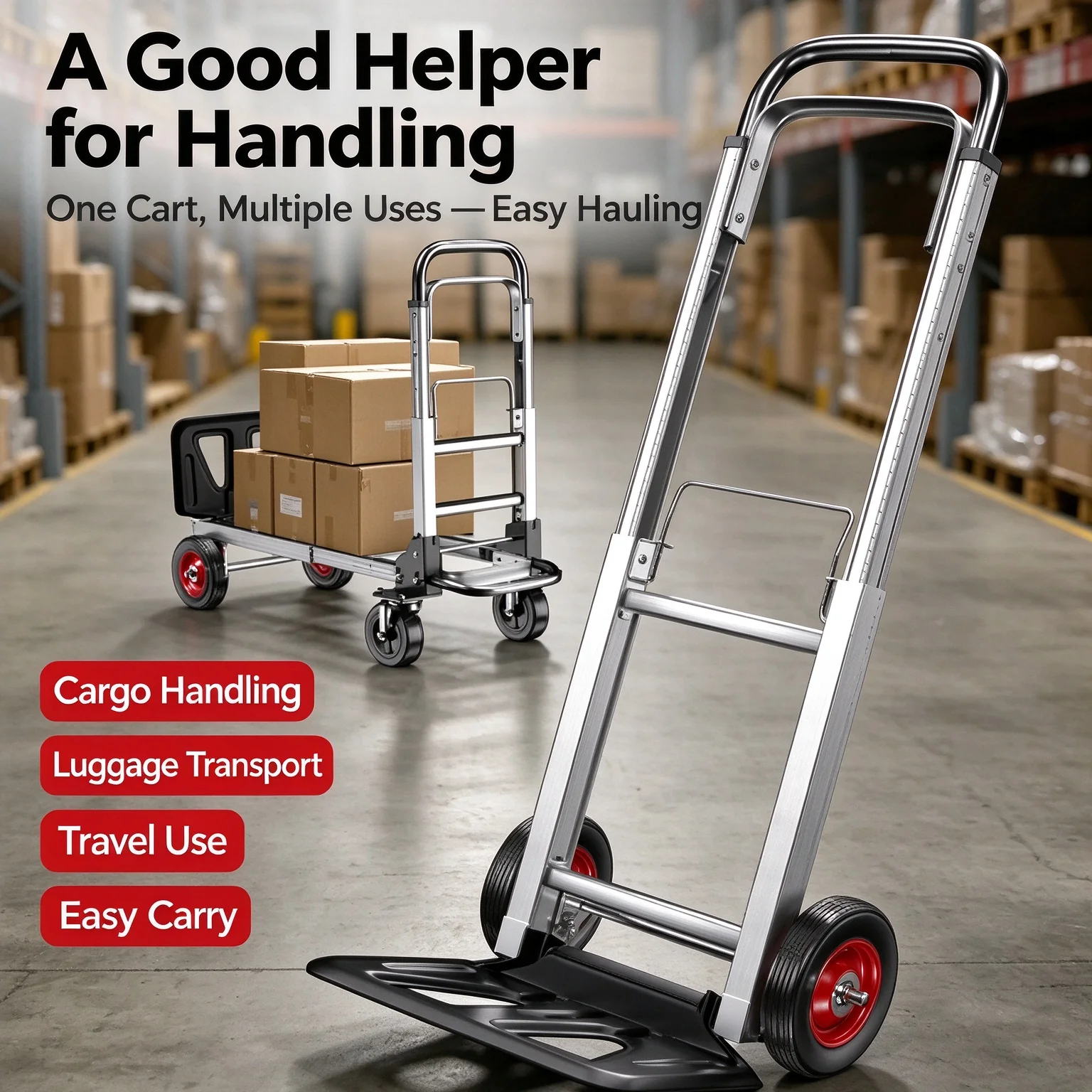 Portable Aluminum Alloy Folding Hand Pull Trolley Lightweight Shopping Cart Hand Truck for Goods Transport Supermarket Use