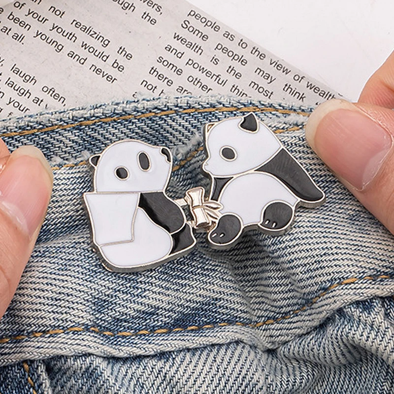 Cute Panda botão ajustador para calças e saia, cintura apertada, fivela de cintura ajustável, Jeans, sem costura necessária, 2pcs