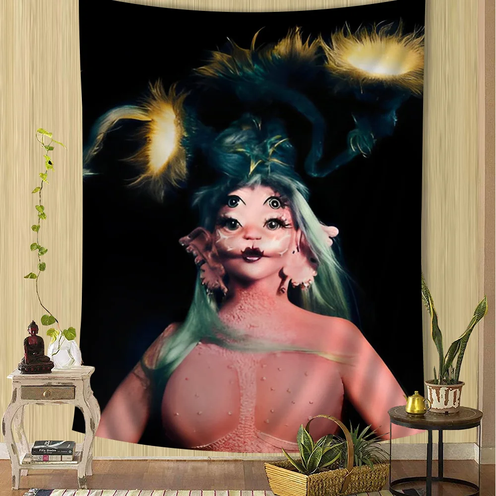 التارو المعلق بنسيج أنيمي ، سجاد الحائط ، ملاءات معلقة على الحائط ، بوابات المغنية ميلاني مارتينيز ، الهيبي