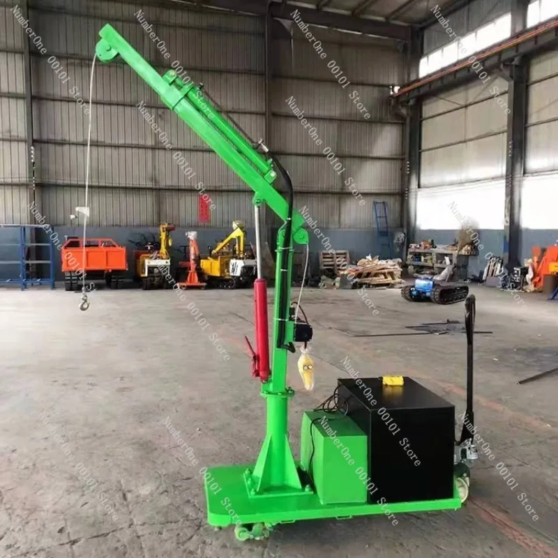 Hydraulic Electric Small Crane, Mobile Hand-Pushed Micro Crane, 500KG Lifting Capacity for Small Lifting Tasks