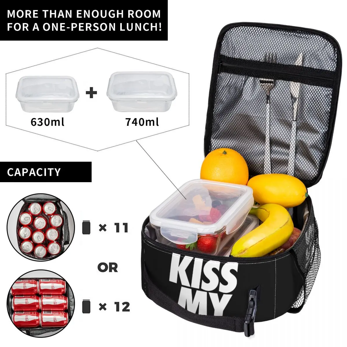 Custom KISS My Airs Lunch Bag Men Women Cooler Thermal Insulated Lunch Box for Student School