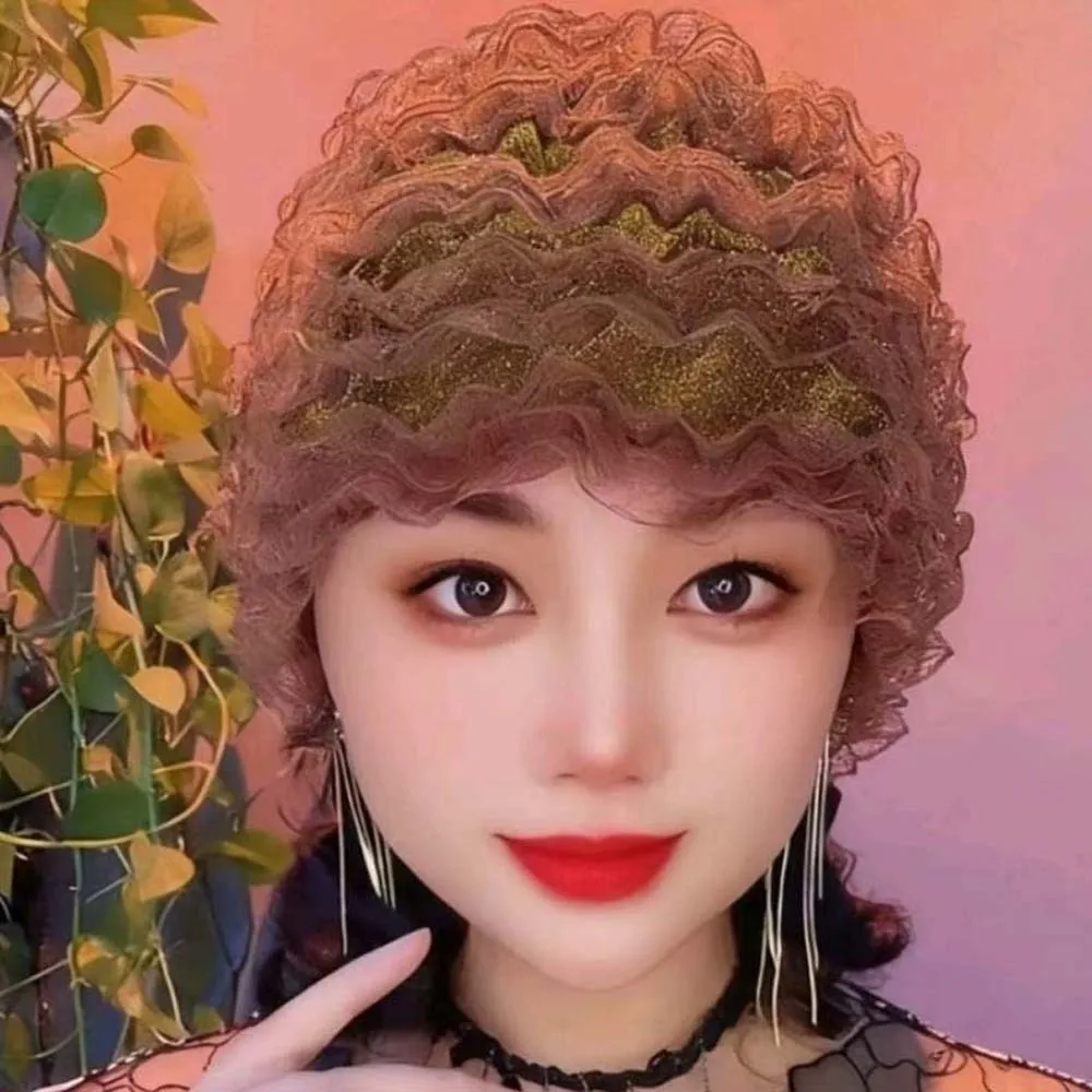 

Мягкая кружевная шапка-бини для пожилых женщин, без козырька, из полиэстера, однотонная, эластичная, для кудрявых волос, универсальная