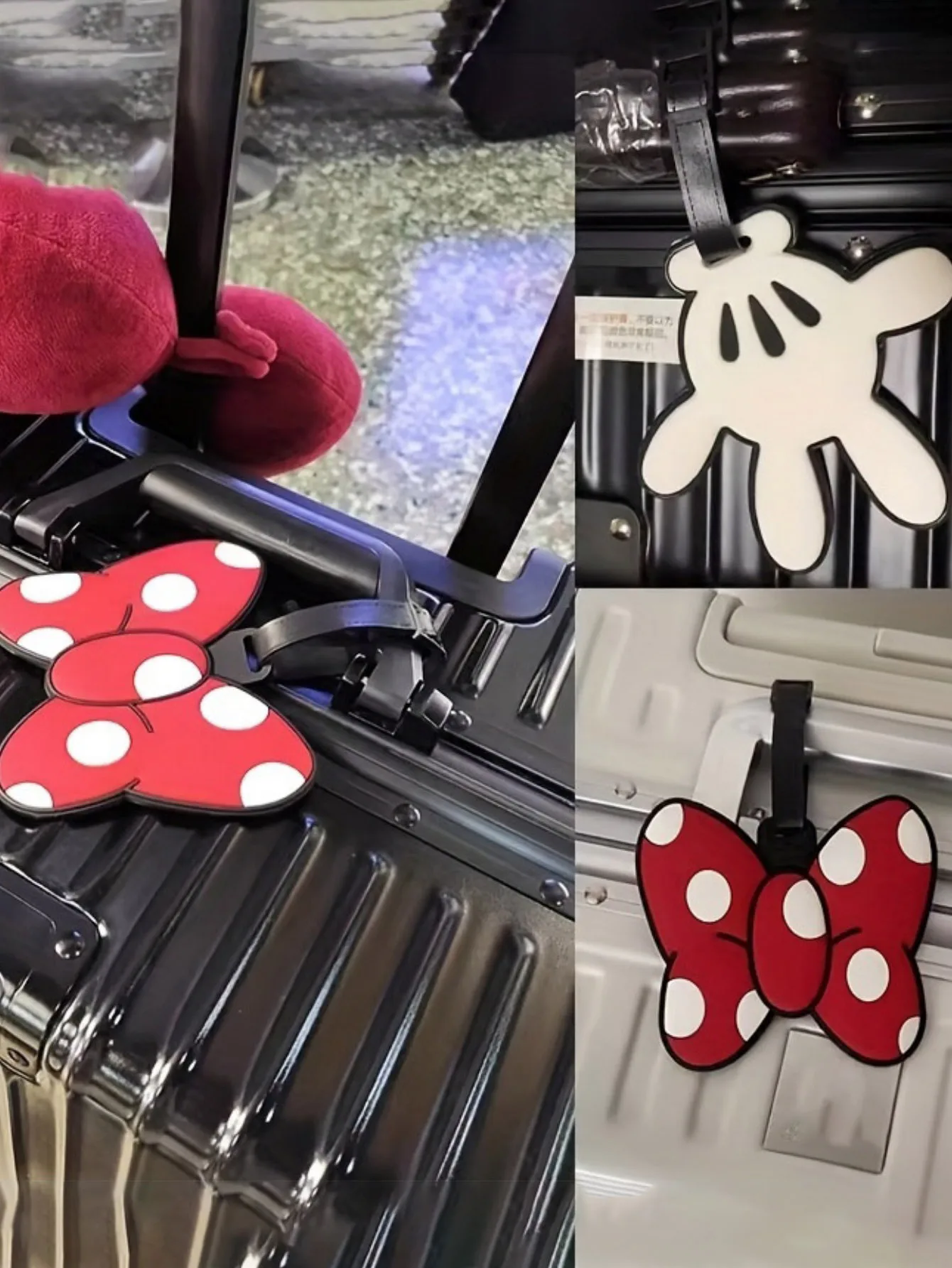 1 個のディズニーかわいいクリエイティブリボンホワイトパームミッキーミニーラゲッジタグ - 荷物タグ装飾、バッグタグオーナメント。