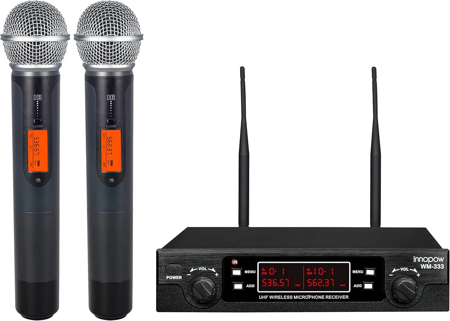 

200 Channel Wireless Microphones System Dual UHF Metal Cordless Mic Set Auto Scan Long Range 200 240Ft 16 Hours Use