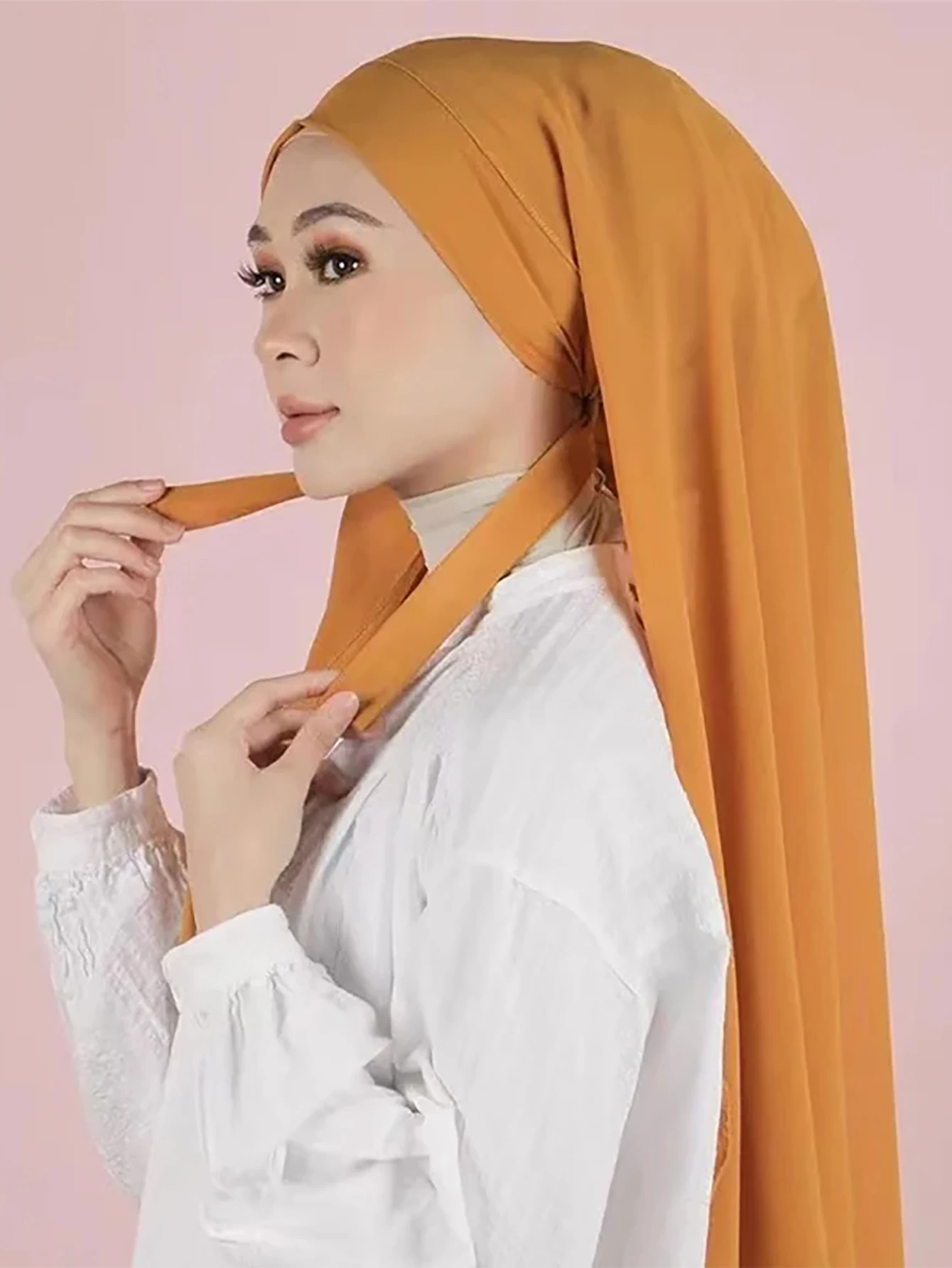 

Crystal Hemp Muslim Hijab Caps Wrap Head Solid Color Headscarf Turban Fashion Ladies Headdress Wearable