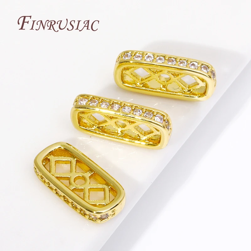 

разделители для бусин 18K позолоченные прямоугольные зеркальные бусины стержень инкрустированные цирконами сепараторы стержень ювелирные изделия принадлежности DIY аксессуары