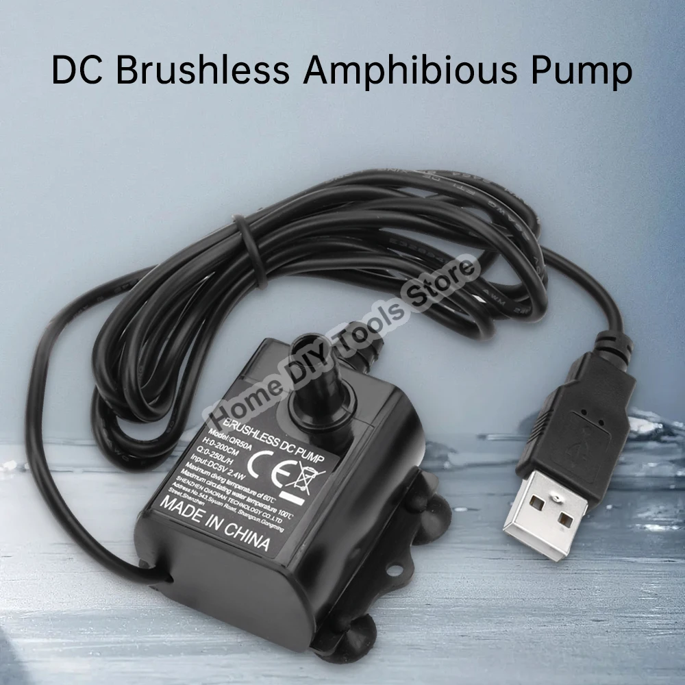 Brushless DC 5V USB Water Pump 2.4W 4.8W 250L/H/ 300L/H Pool Circulating Submersible Pump Water Pump Fountain Aquarium