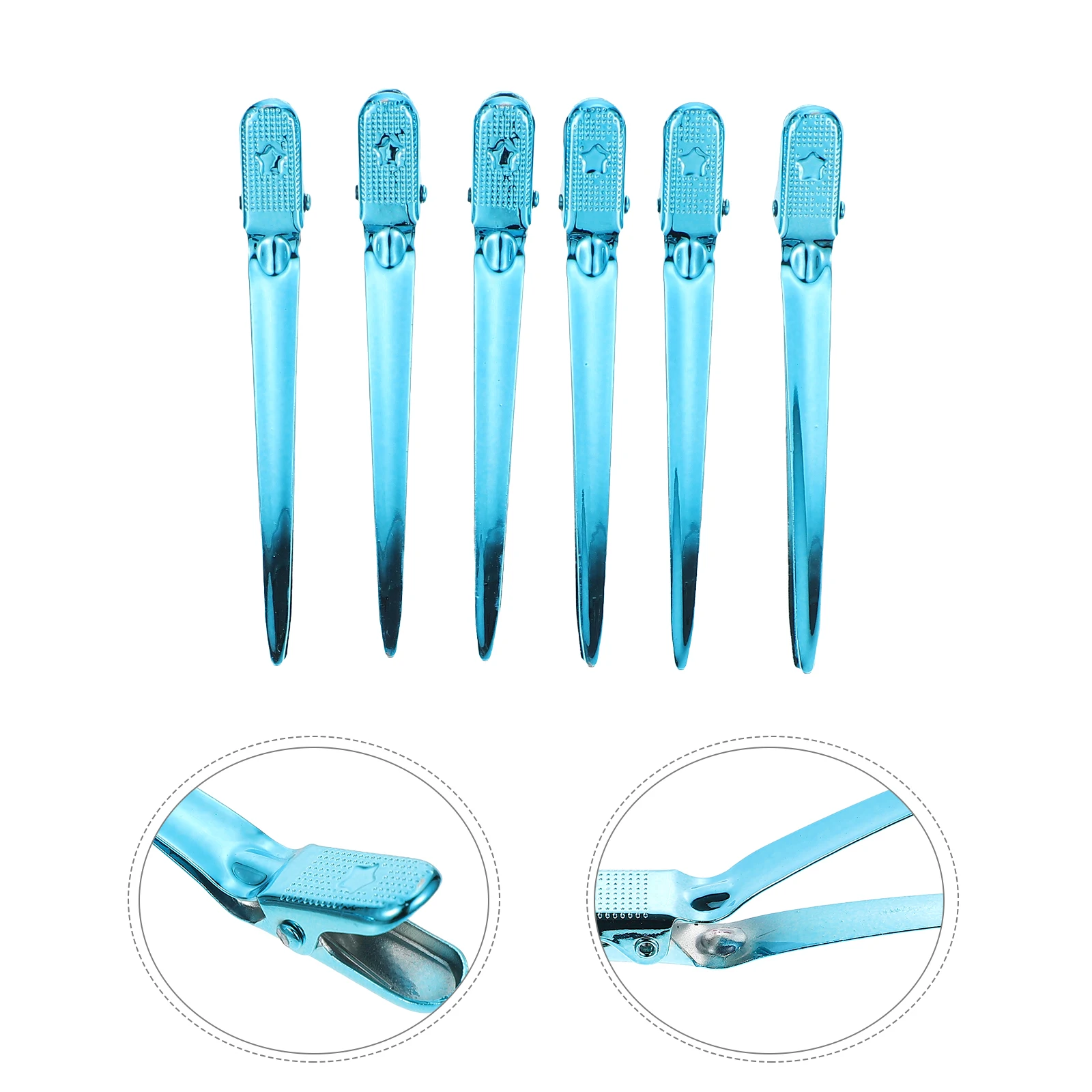 

12pcs Hairdressing Duckbill Clips Stainless Steel Hair Styling Clamps Fashionable Barber Modeling Hairpins For Cutting Washing