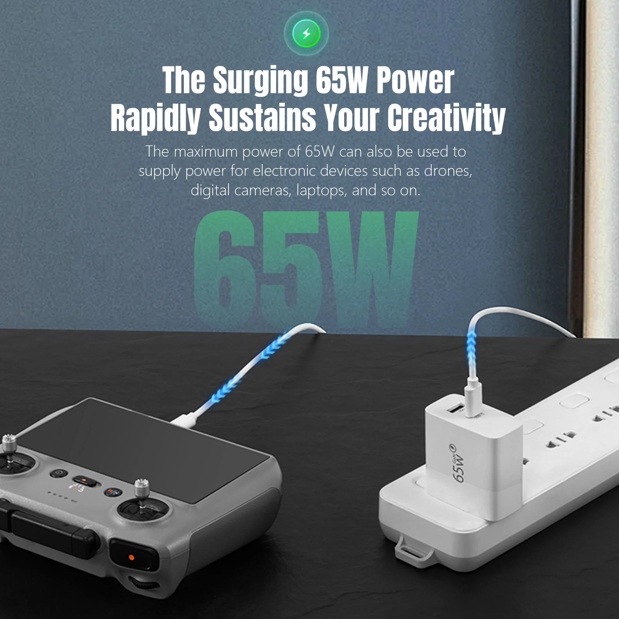 Startrrc 65w gan adaptador de carregador rápido porta dupla para dji flip drone bateria e controle remoto carregador hub drone acessórios