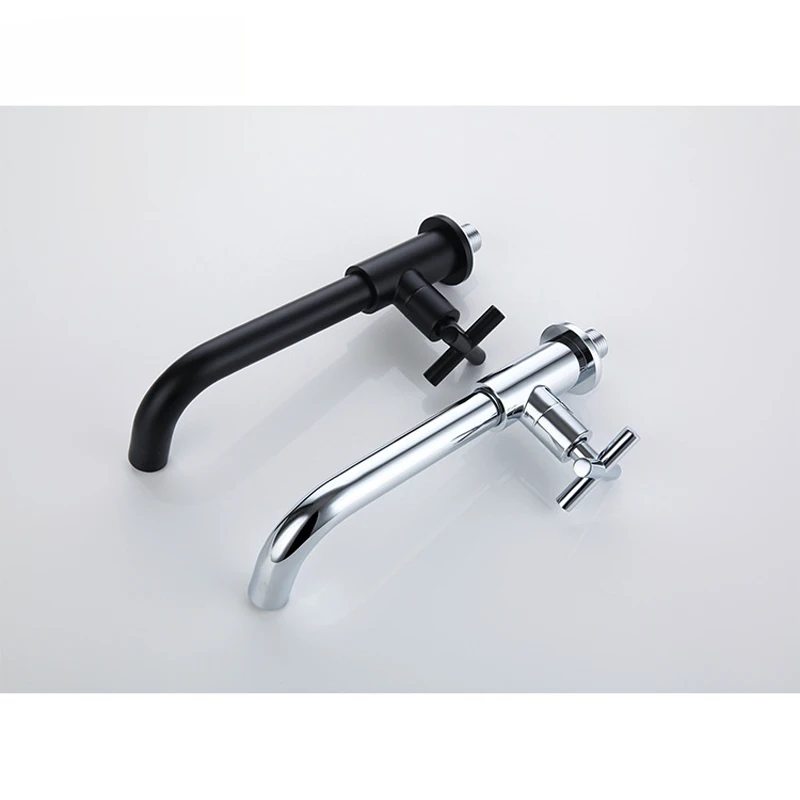SKOWLL Rubinetto per lavabo monoforo per bagno, montaggio su piano, rubinetto singolo per lavabo freddo, nero opaco