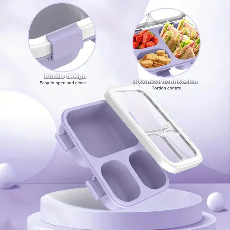

Bento Box Герметичное хранилище для обеда с штабелируемыми ручками для переноски Офисная школа для кухни Ресторан Использование ланч-бокса