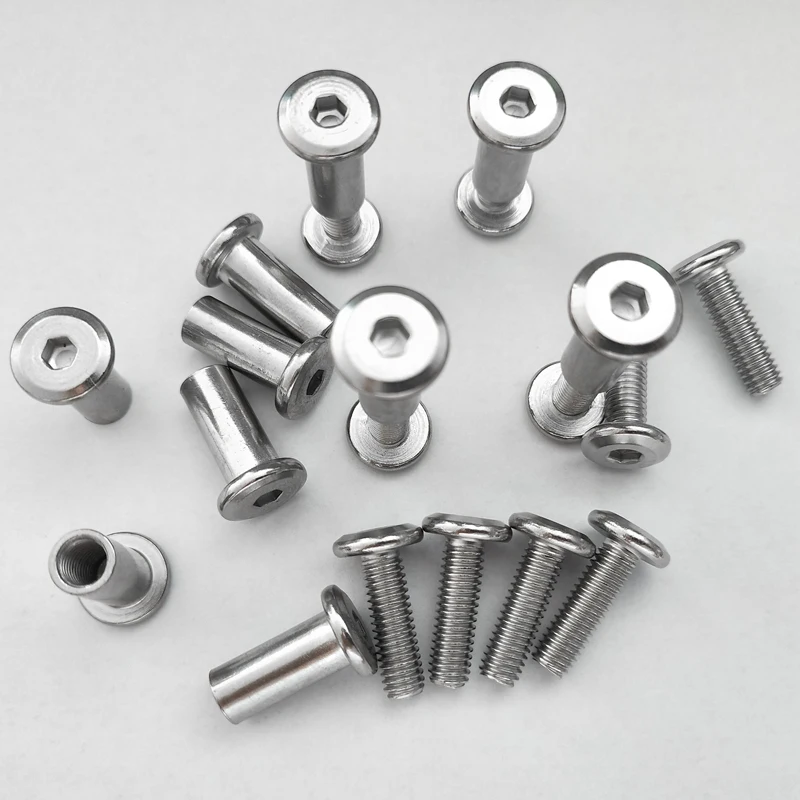 20 Pcs Screw Post Fit For 5/16Inch(8Mm) Hole Dia Male M6x20mm Female M6x18mm Belt Buckle Binding Bolts Leather Fastener