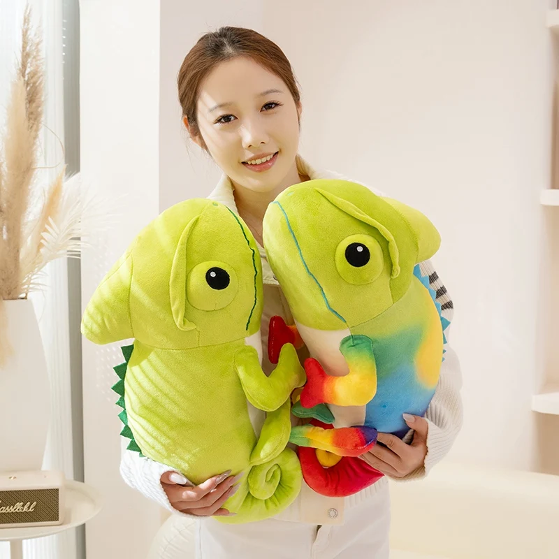 40/48cm Cartoon Real Like Lizard And Chameleon Plush Toys Colorful Curly Tail Creative Simulation Animal Dolls Gifts for Friends