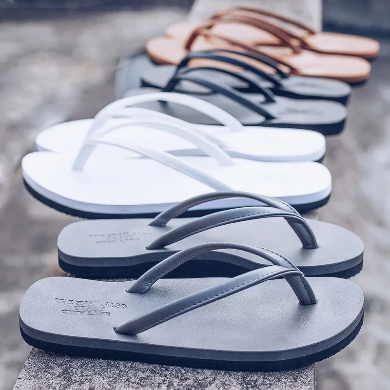 Summer Flip Flops Men Slippers Sandals Slipper for Men Indoor Shoes Summer Letter Grain Outdoor Light Casual Beach Shoes Men Y