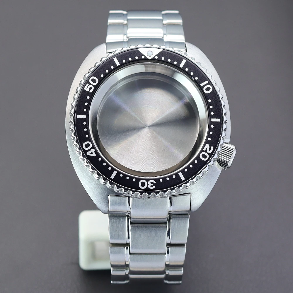 

45mm 100m Waterproof Watch Case Stainless Steel Strap For Mod Big Abalone Seiko NH35 NH36 NH34 NH70 4R36 Movement Sapphire Glass