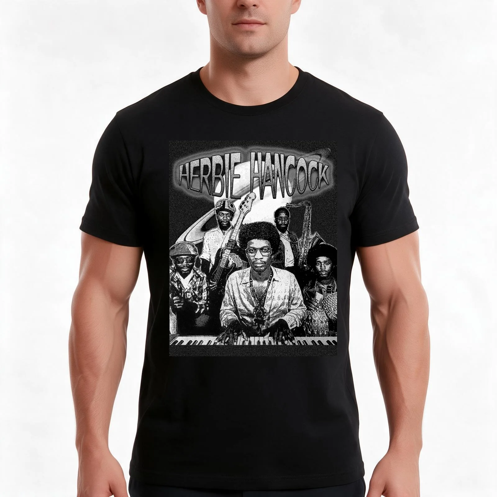 Herbie Hancock Poster T-Shirt Summer Casual Cotton Tee Oversized Streetwear Tops Vintage Graphic Print Unisex Men Women