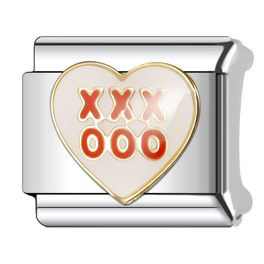 Romantic Colour Heart  Love Series Italian Charm Stainless Steel Bracelet 9mm Diy Jewelry DIY Making