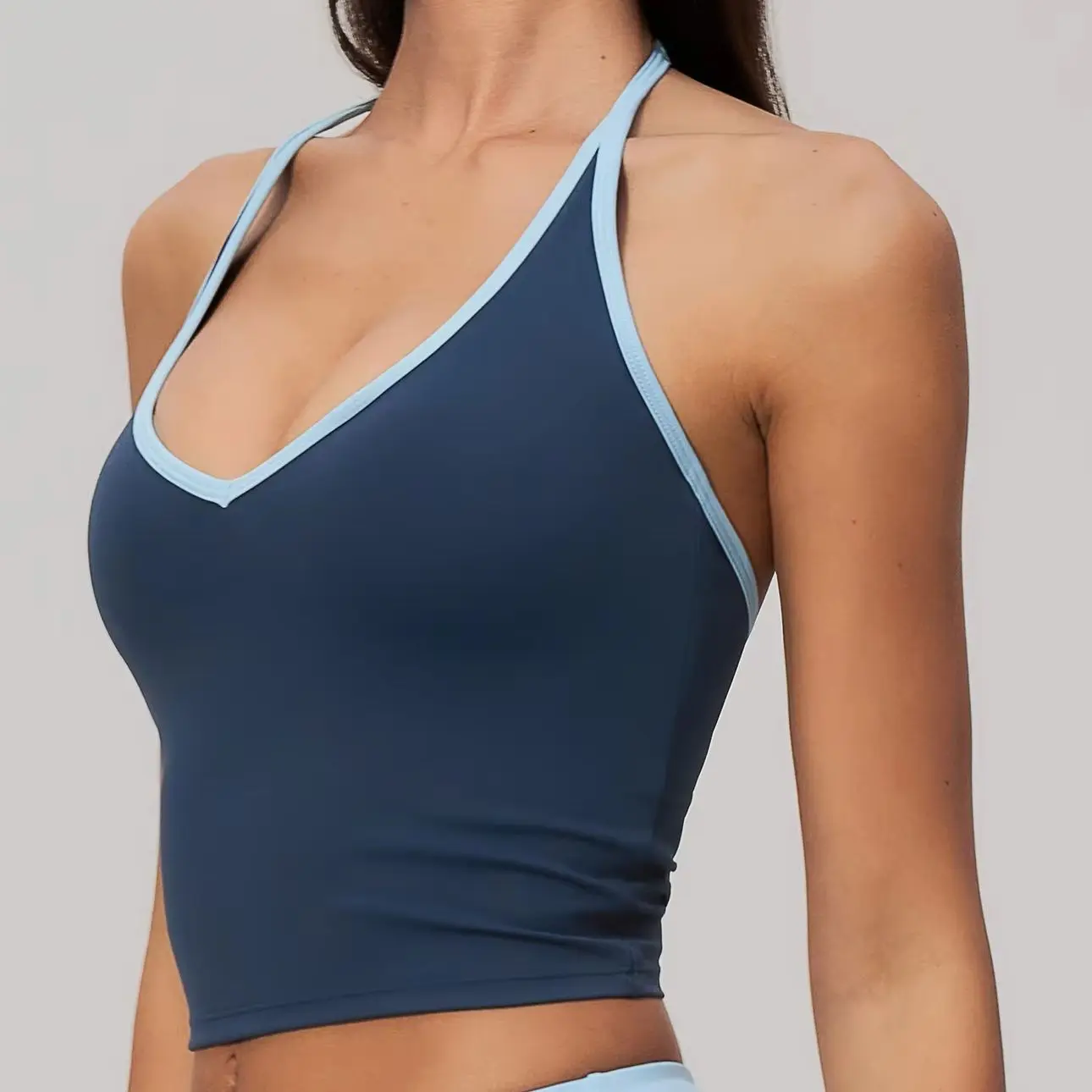 Hanging Neck Yoga Vest with Chest Cushion V-neck Fitness Tank Women Pilates Training Fitness Sports Vest Sports Yoga Vest Women