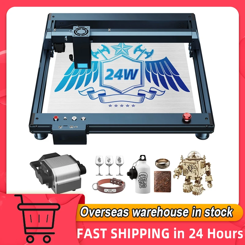 LONGER B1 20W Laser Engraver 24W Laser Power High Speed Engraving with Air-Assist System Support TF Card APP 450*440mm Work Area