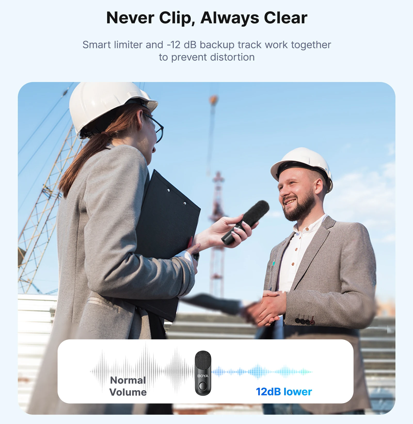 BOYA Magic Kabelloses Lavaliermikrofon 4-in-1-Mikrofon für iPhone, Android, USB-C-Telefon, Kamera für Interviews und Live-Streaming – Detail 10