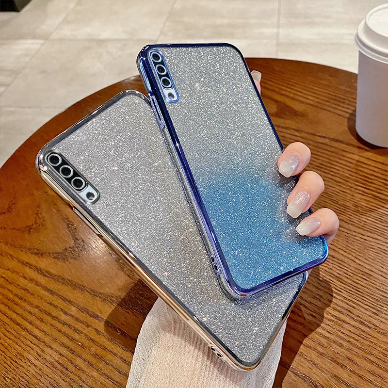 For Samsung A50 Case Galaxy A30S Phone Case Samsung A50S A50 A30S Luxury Electroplated Glitter Soft Bumper Clear Back Cover