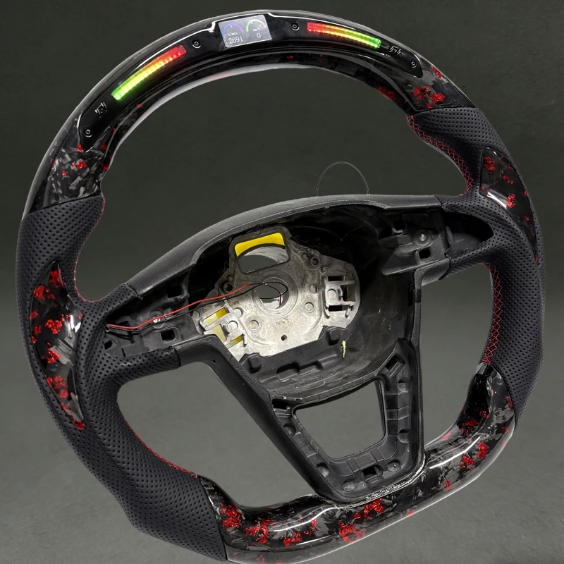 With LED Screen Red Forged Carbon Fiber for Seat Cupra Formentor Tavascan Terramar with Thumb Patch for Seat Leon Arona New DIY