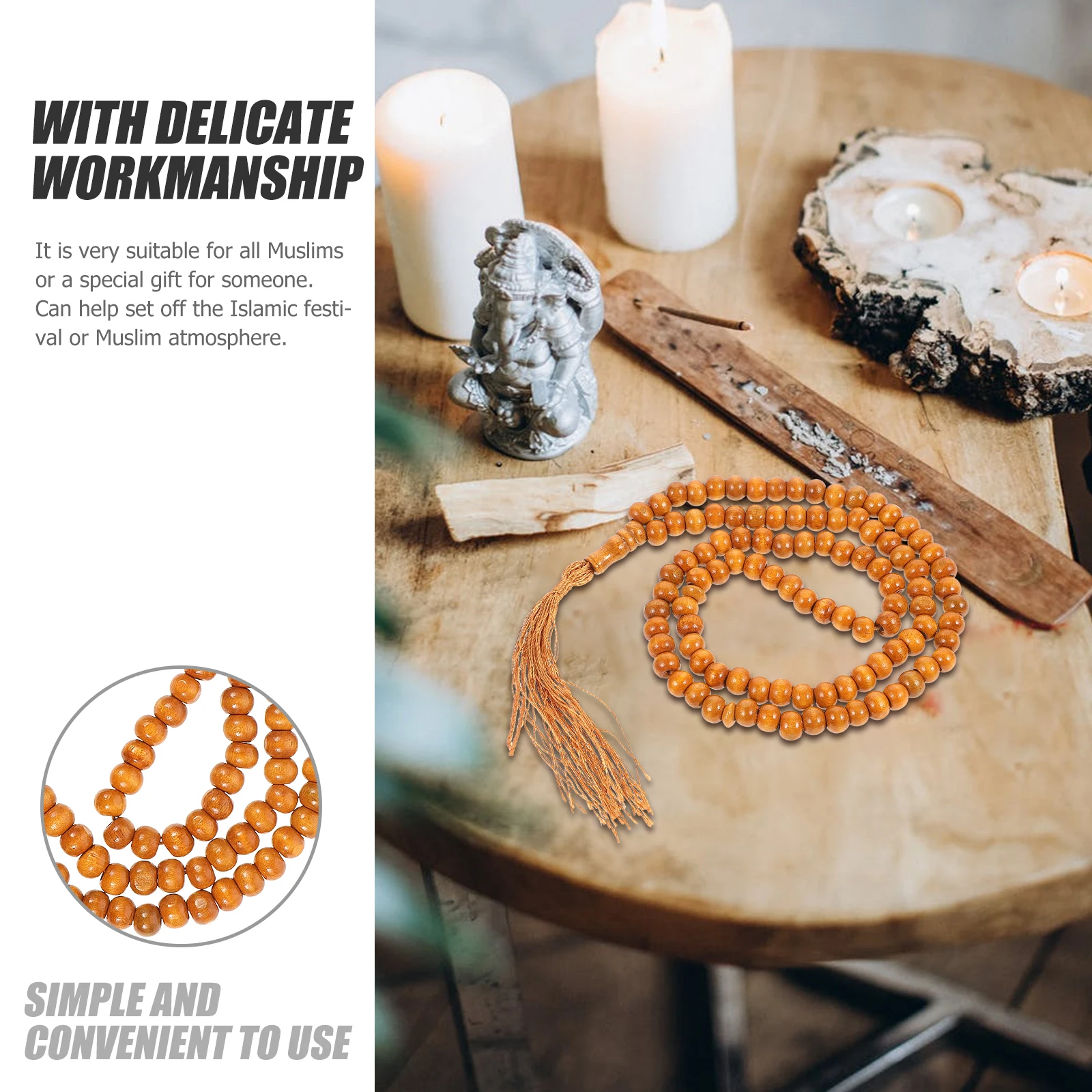 

Crystal Muslim Rosary Islamic Prayer Bead Brown Hanging Worship Supply Rearview Mirror Gift Beads Jewelry Premium Quality