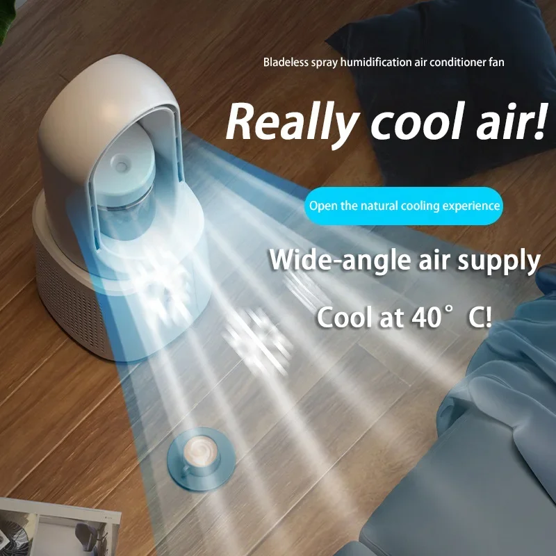 

New Spray Fan Humidifier 2-in-1 Refrigerating Desktop Leafless Electric Fan Quiet Household Air Conditioning Bedroom Spray Fan