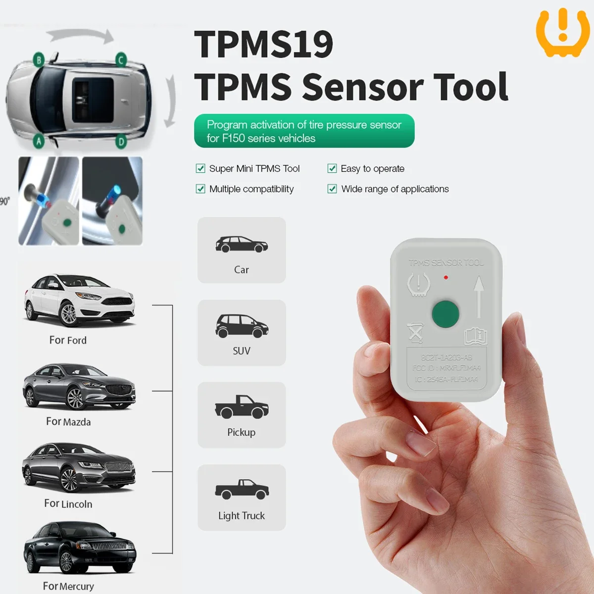 

НОВАЯ система мытья давления в шинах TPMS 19, датчик сброса, обучающий инструмент для программирования для Ford 8C2Z-1A203AB, диагностический инструмент TPMS RESET
